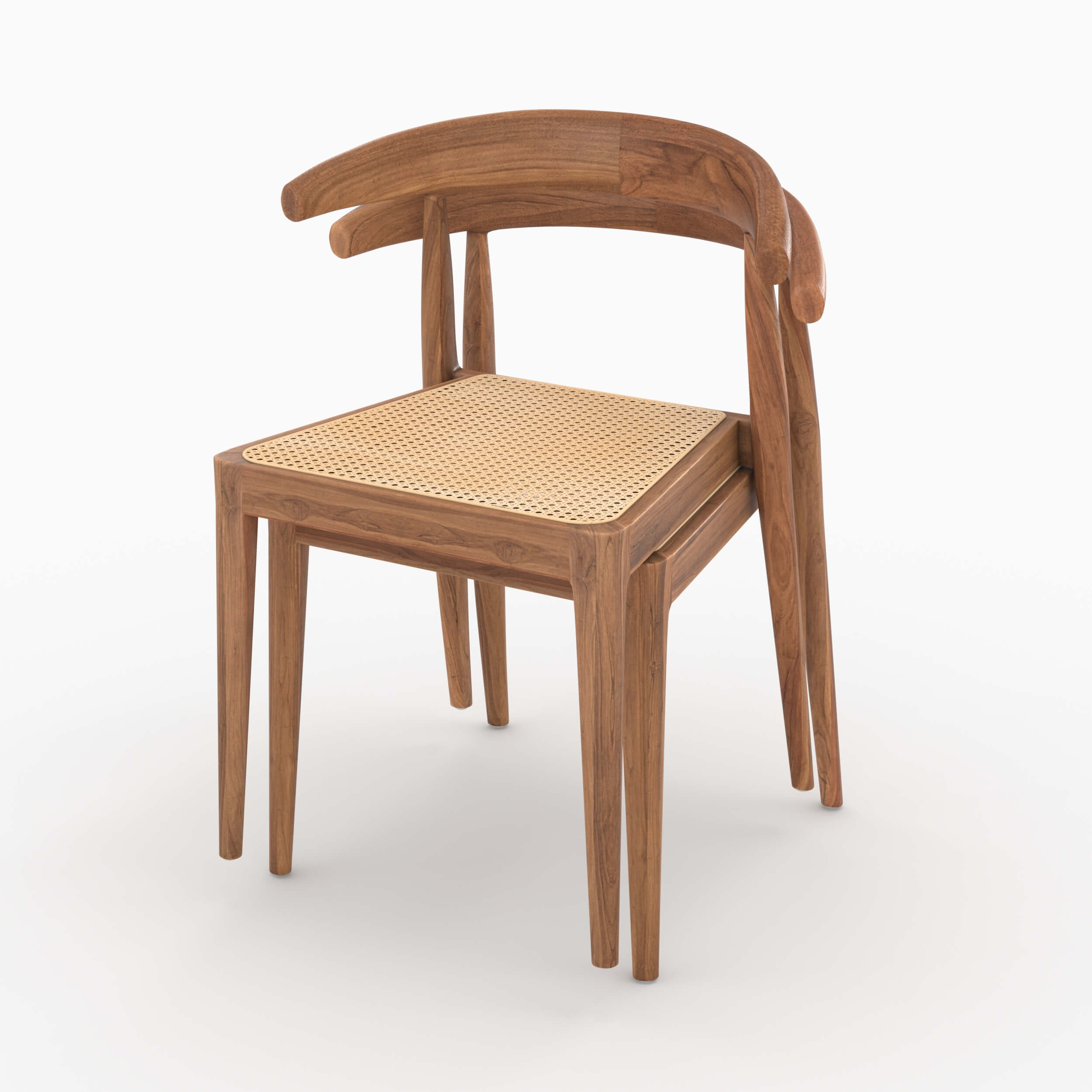 Alia - Lot De 2 Chaises En Bois De Teck Et Cannage En Rotin