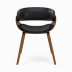 Polo - Chaise En Cuir Synthétique Noir Et Bois Plaqué Noyer