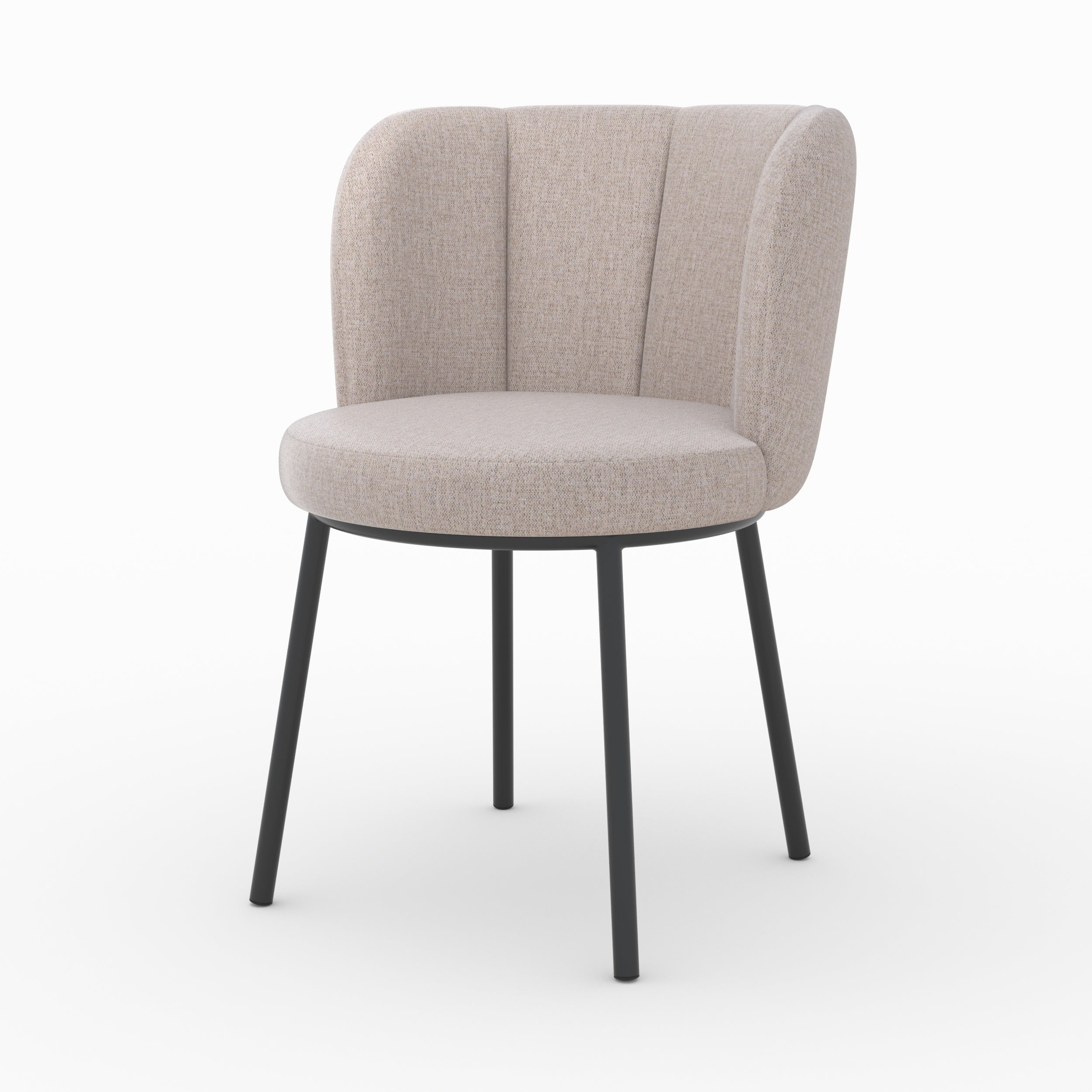 Aby - Chaise En Tissu Beige Chiné Et Pieds Noirs