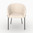 Andy - Chaise En Tissu Blanc Chiné Et Pieds En Métal Noir