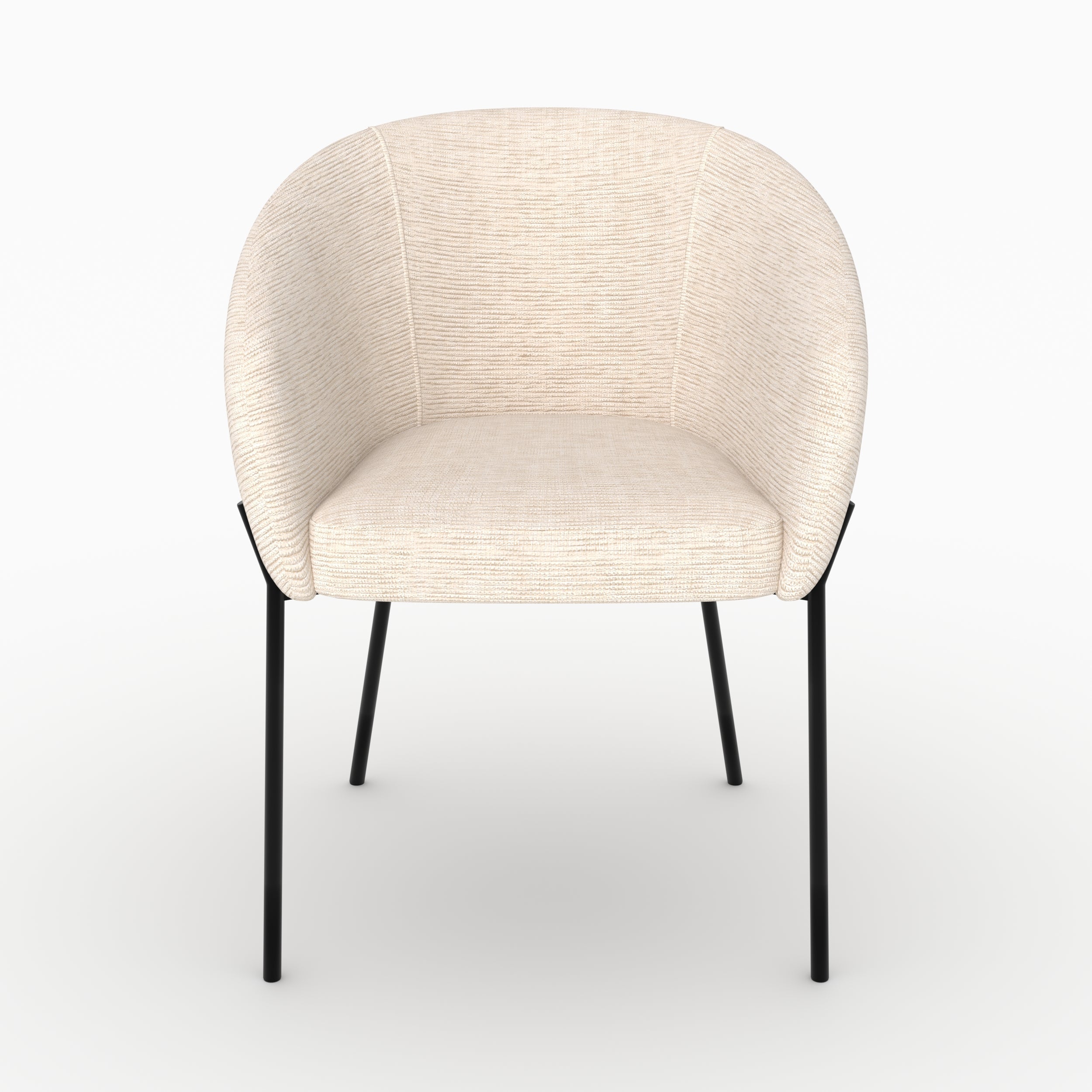 Andy - Chaise En Tissu Blanc Chiné Et Pieds En Métal Noir