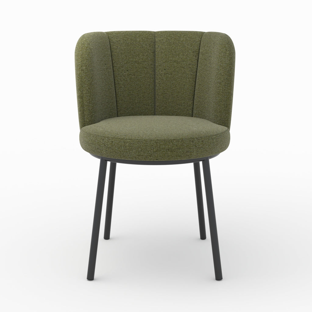 Aby - Chaise En Tissu Vert Chiné Et Pieds Noirs