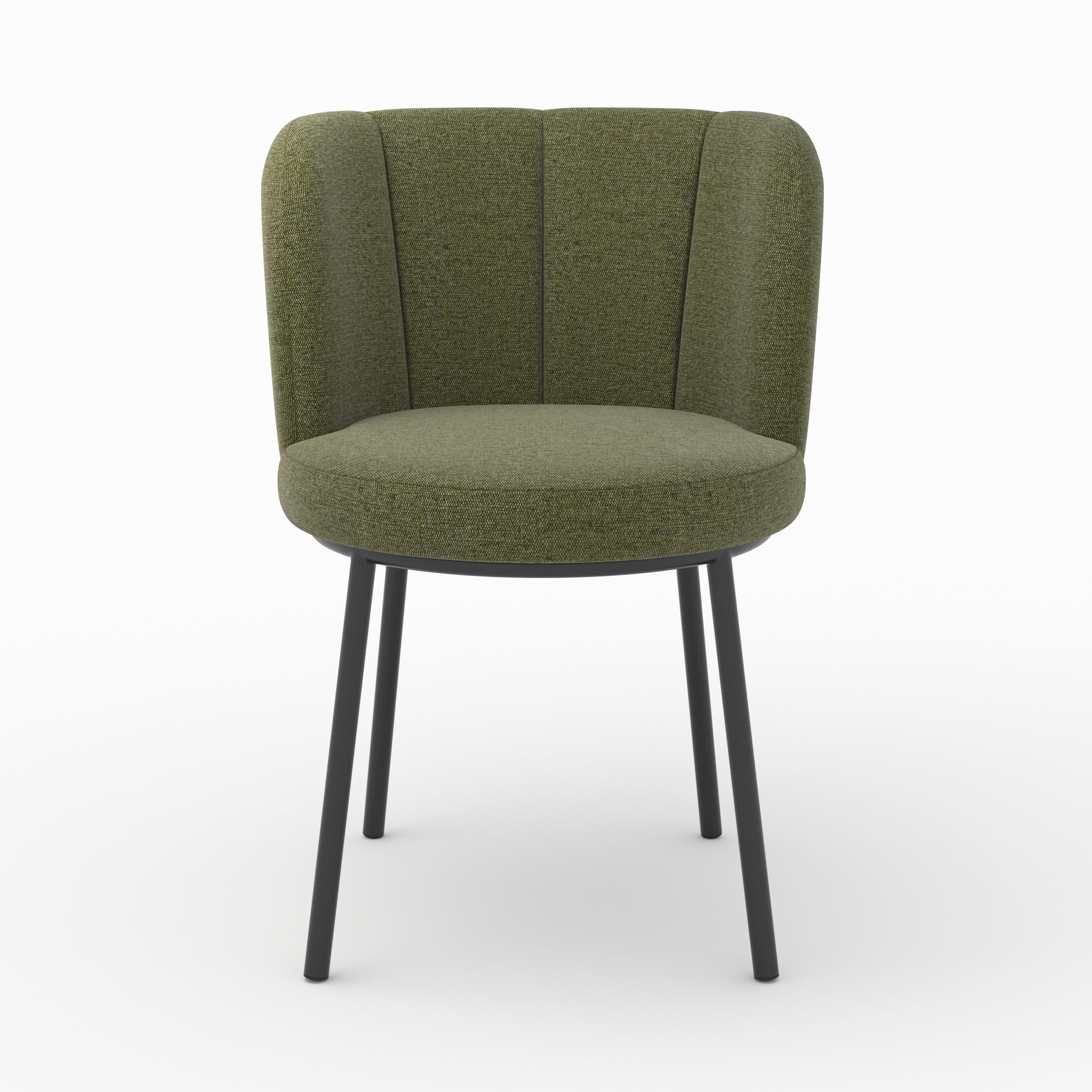 Aby - Chaise En Tissu Vert Chiné Et Pieds Noirs