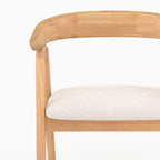 Hawa - Chaise En Bois D'Hévéa Clair Et Tissu Bouclé Crème