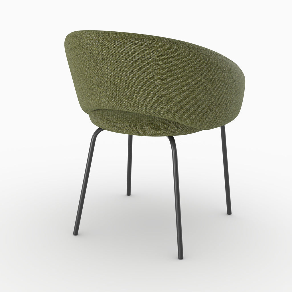 Milly - Chaise En Tissu Vert Chiné Et Pieds Noirs