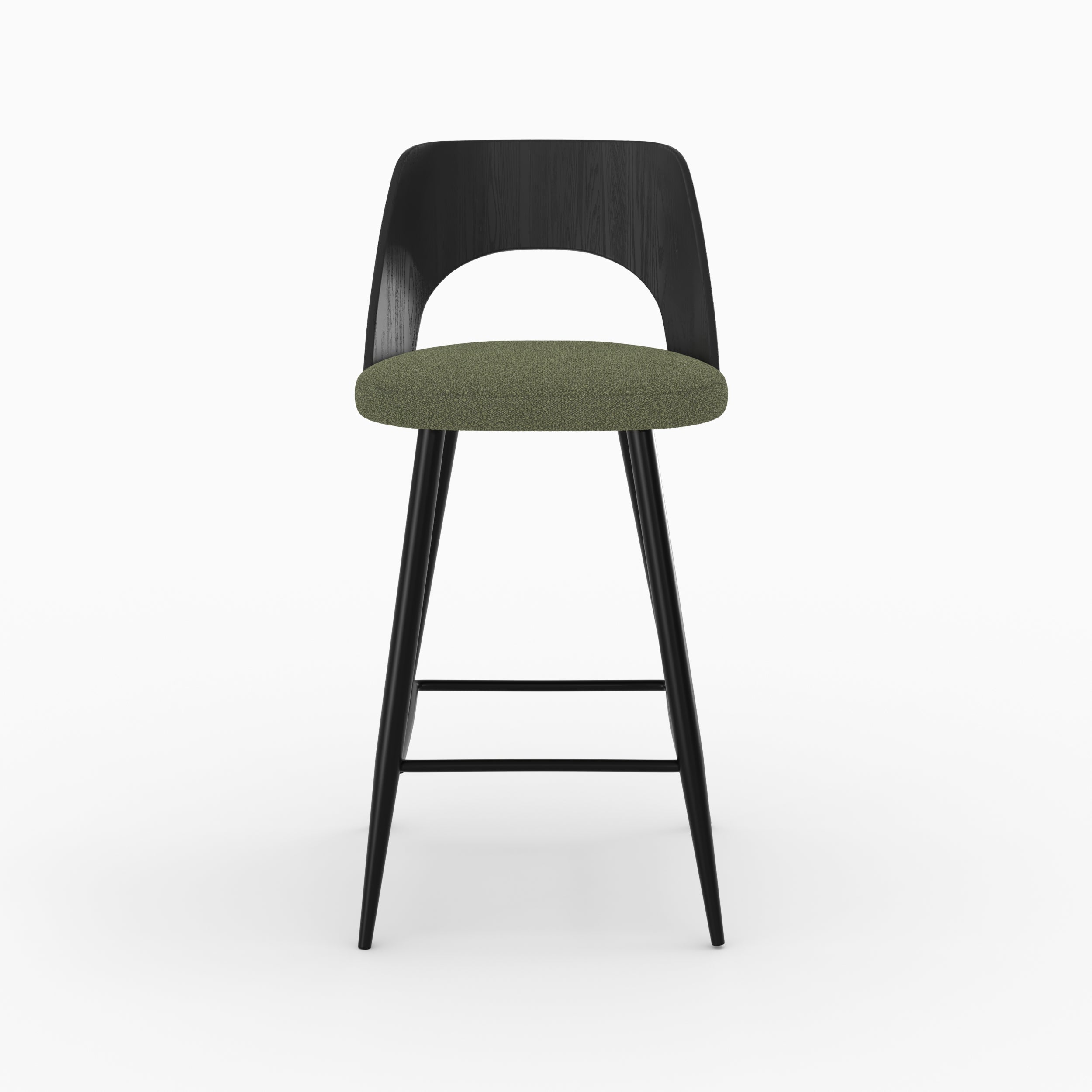 Mindy - Lot De 2 Chaises Pour Îlot Central En Tissu Bouclé Vert Kaki