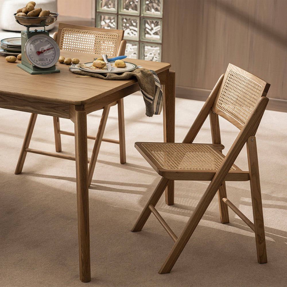 Paula - Silla plegable - Rejilla y madera - Madera clara
