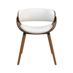 Polo - Chaise En Cuir Synthétique Blanc Et Bois Plaqué Noyer