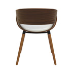 Polo - Chaise En Cuir Synthétique Blanc Et Bois Plaqué Noyer