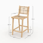 Kyla - Lot De 2 Chaises Pour Îlot Central En Teck Et Cannage Rotin