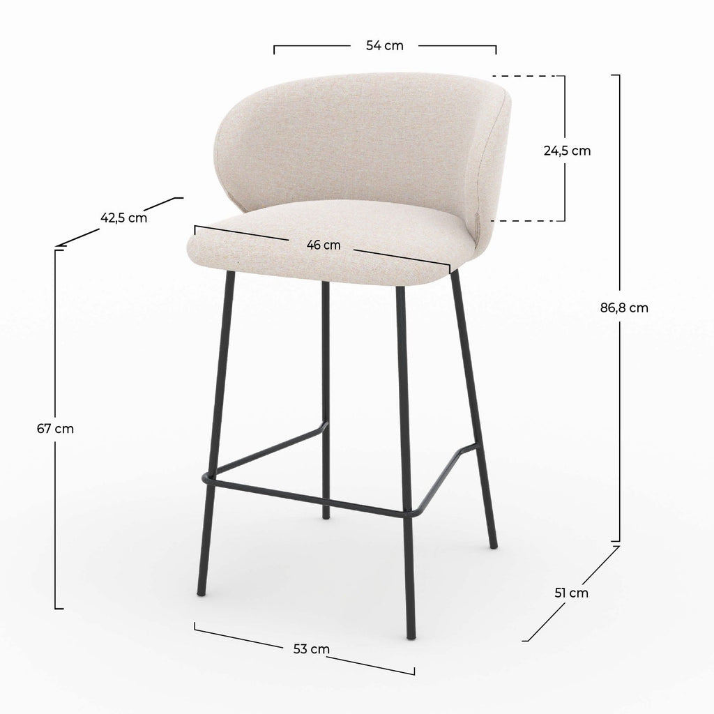 Victoria - Lot De 2 Chaises Pour Îlot Central En Tissu Beige