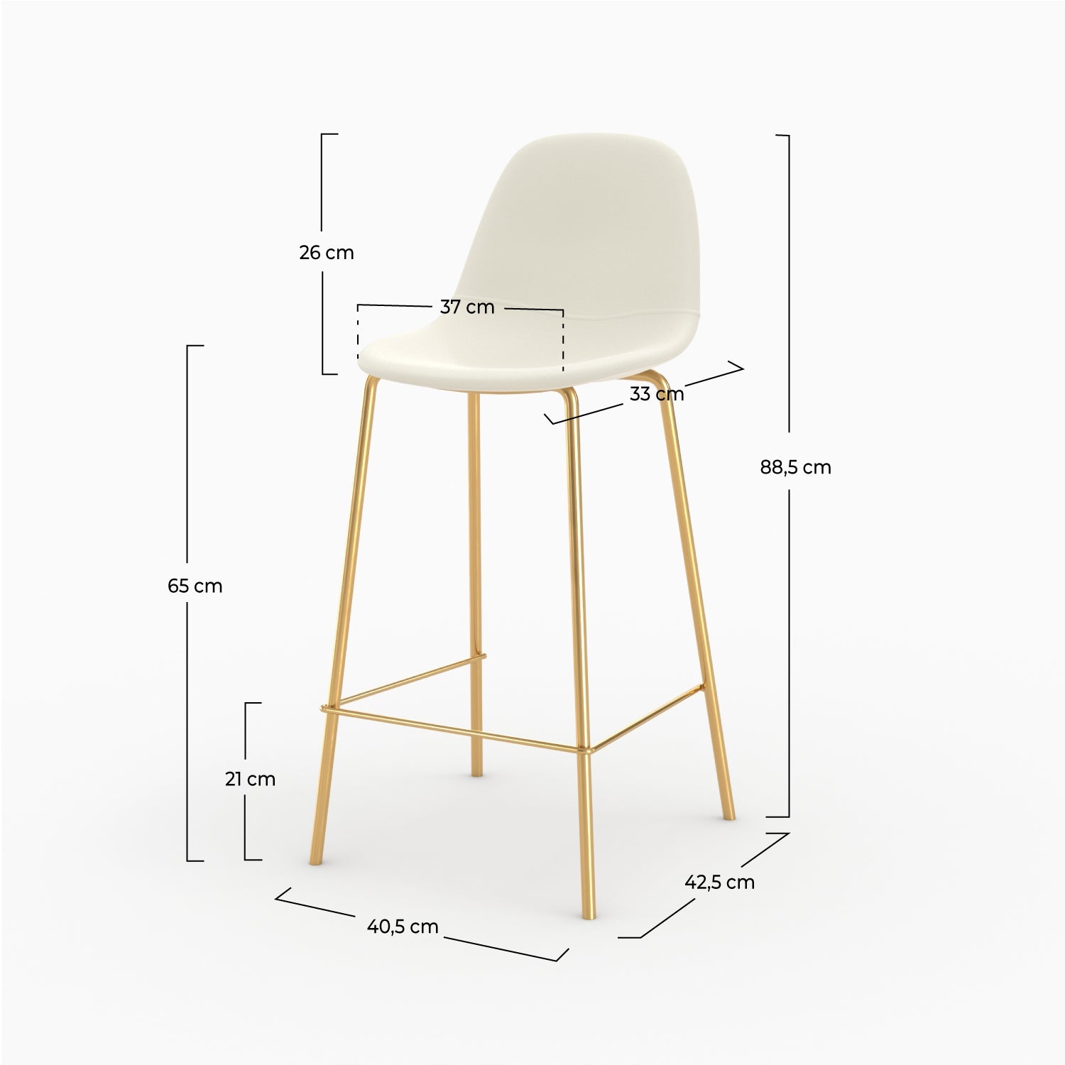 Henrik - Lot De 2 Chaises Pour Îlot Central En Cuir Synthétique Blanc