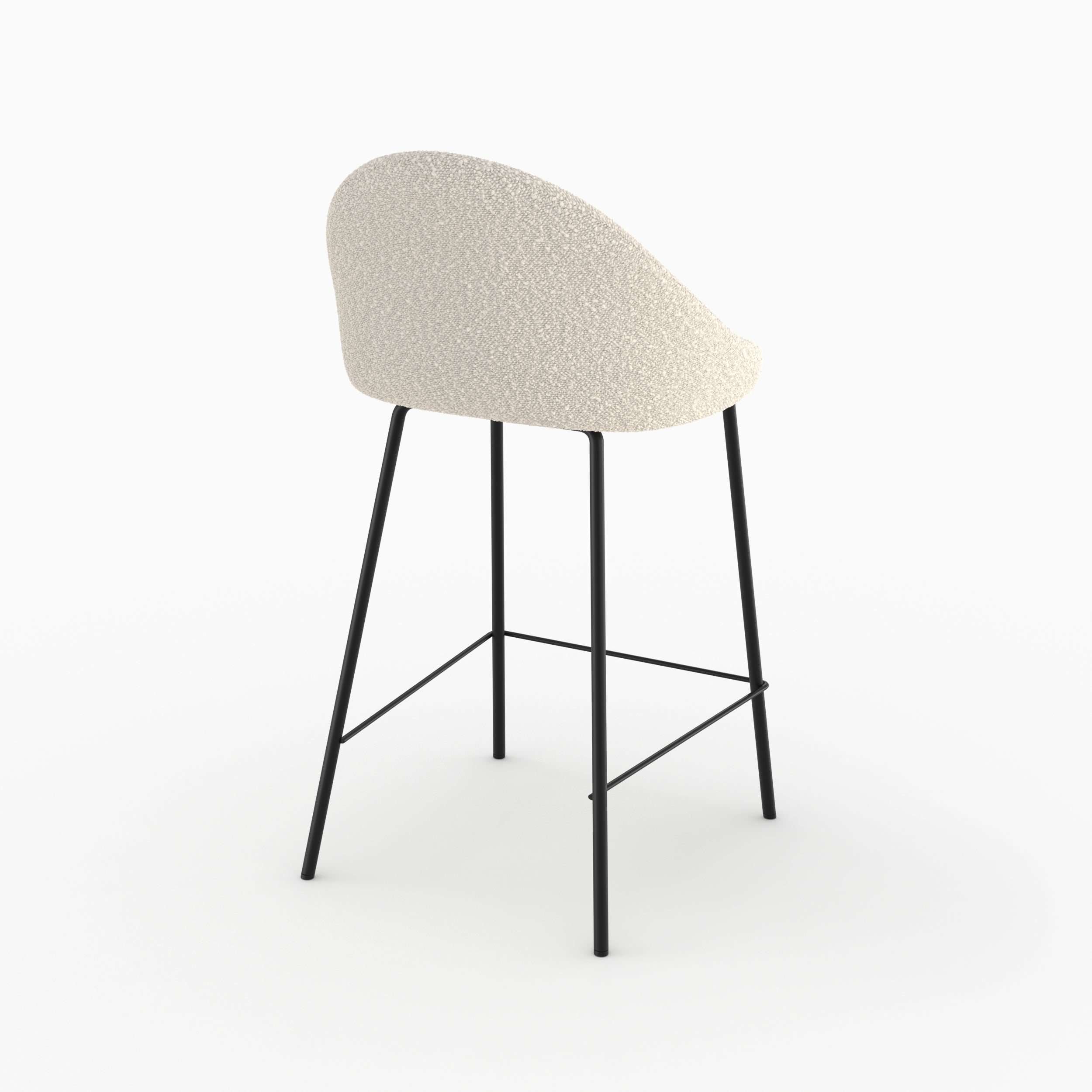 Misty - Chaise Pour Îlot Central Effet Laine Bouclette Blanche