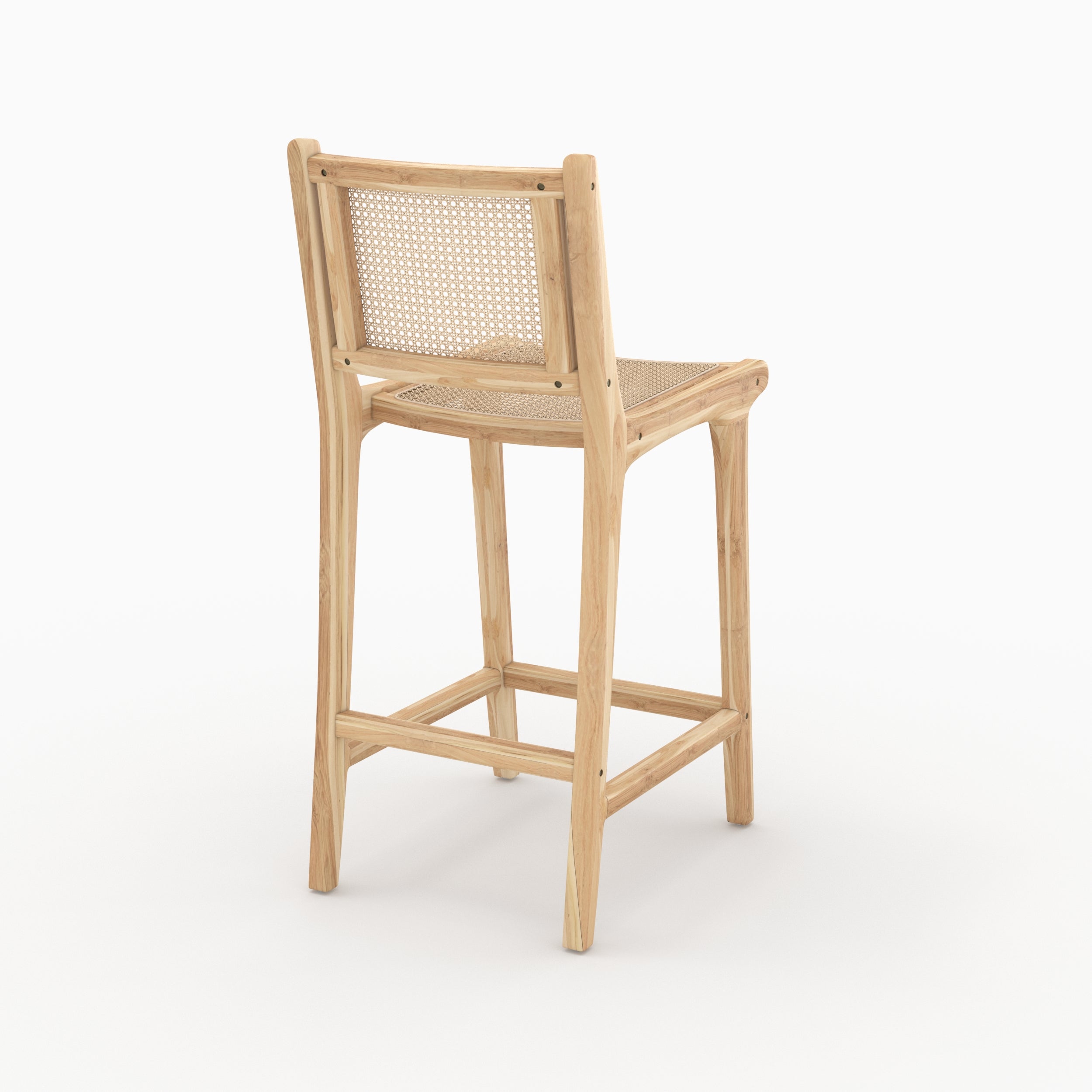 Kyla - Lot De 2 Chaises Pour Îlot Central En Teck Et Cannage Rotin