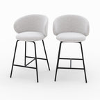 Cécilia - Set of 2 Central Island Chairs in Light Gray Fabric