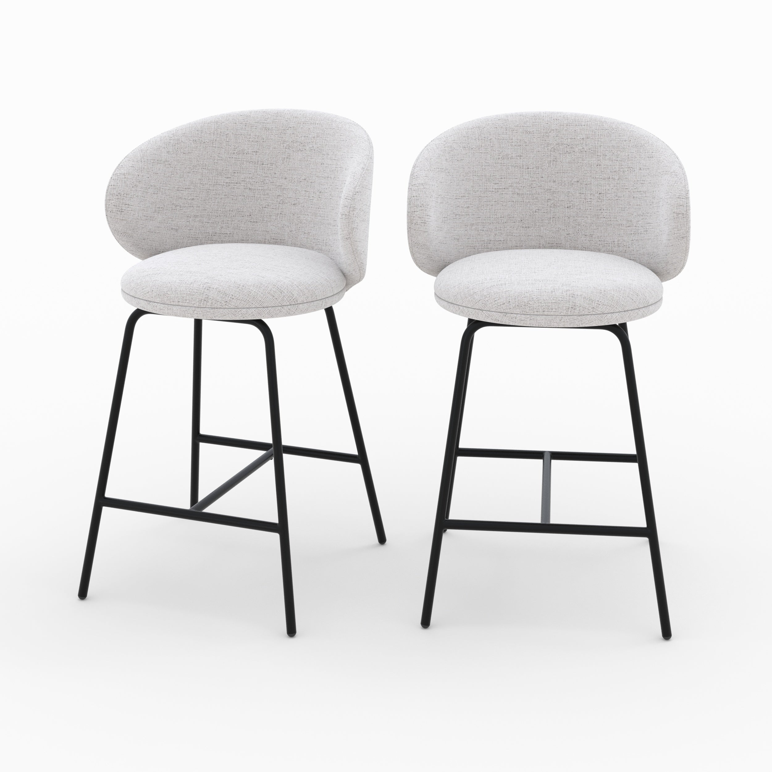 Cécilia - Set of 2 Central Island Chairs in Light Gray Fabric