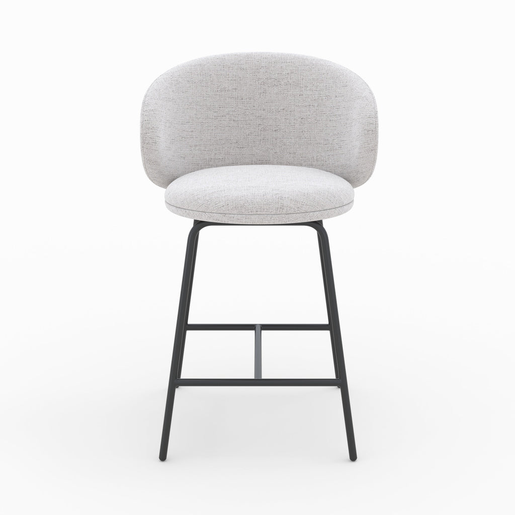 Cécilia - Set of 2 Central Island Chairs in Light Gray Fabric
