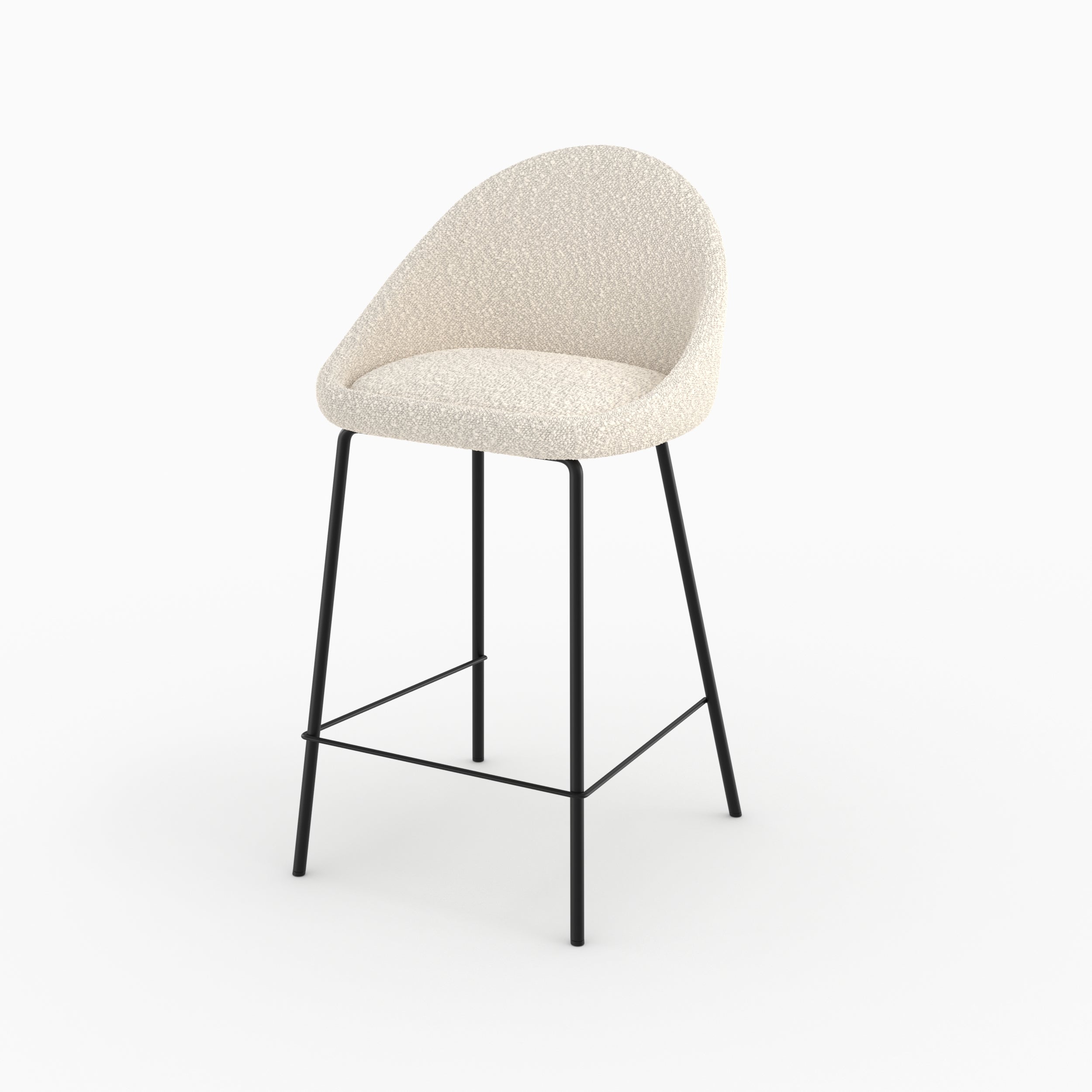Misty - Chaise Pour Îlot Central Effet Laine Bouclette Blanche