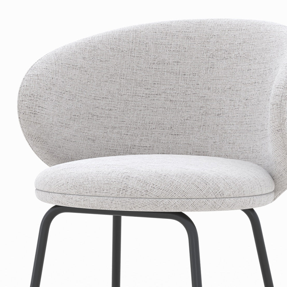 Cécilia - Set of 2 Central Island Chairs in Light Gray Fabric