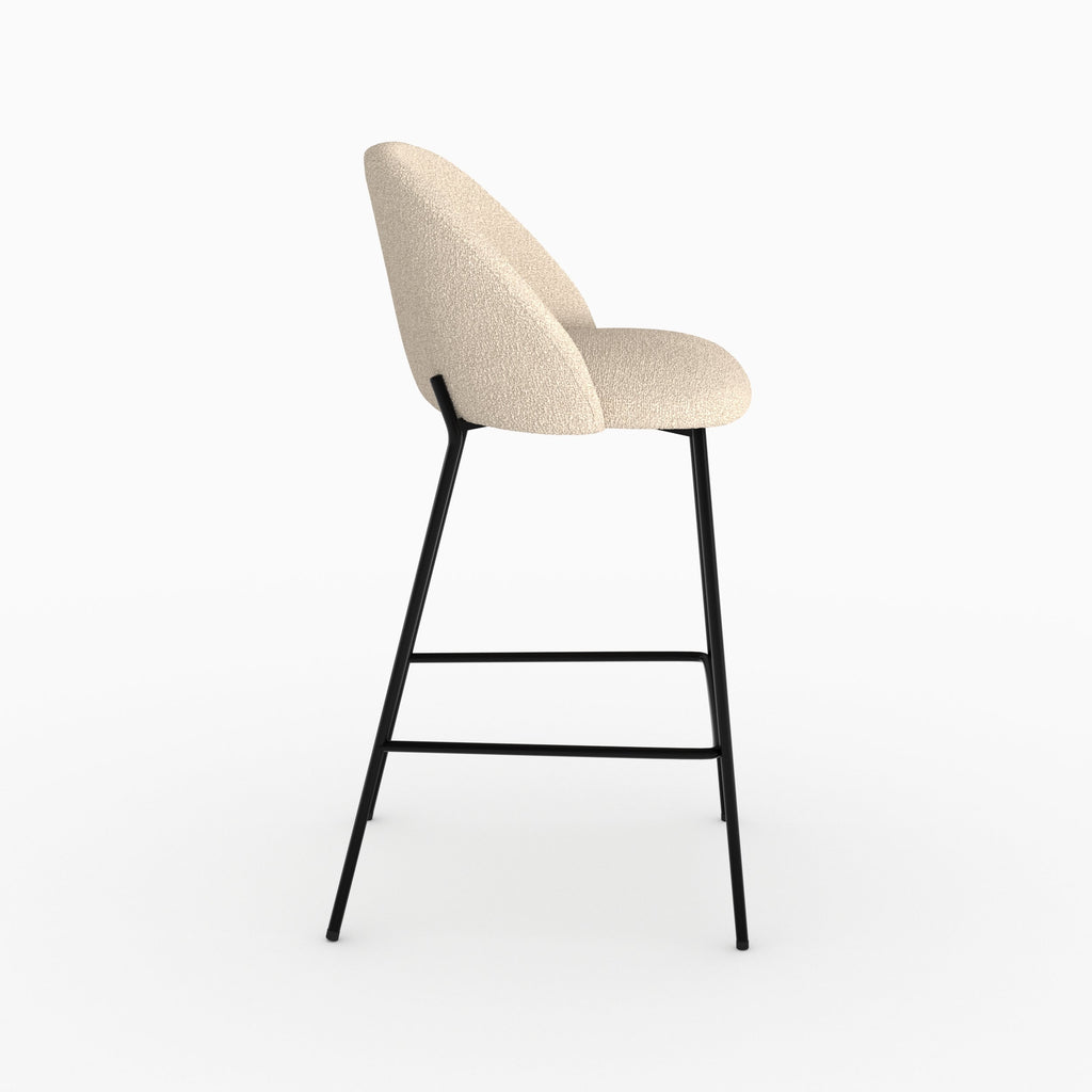 Karl - Lot De 2 Chaises Pour Îlot Central En Tissu Bouclé Beige