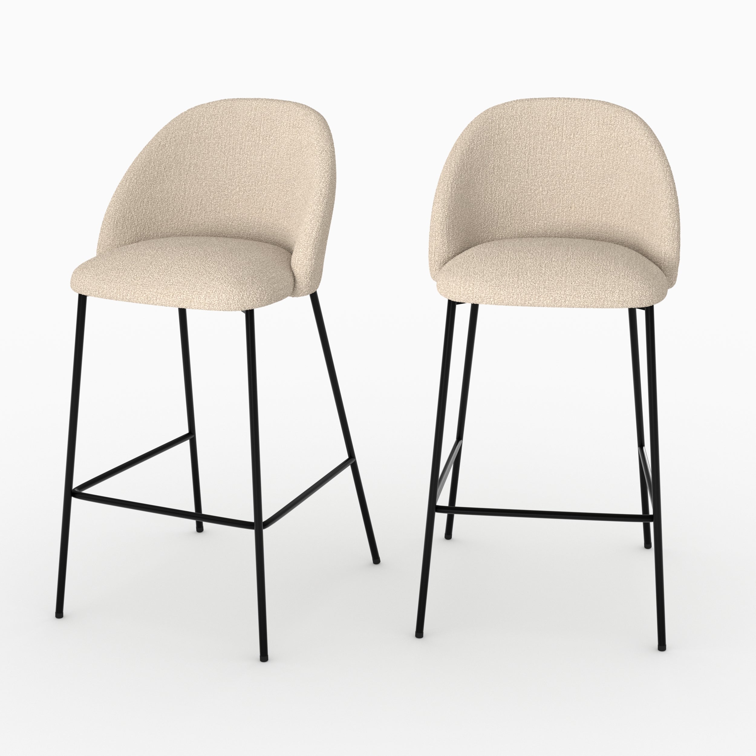 Karl - Lot De 2 Chaises Pour Îlot Central En Tissu Bouclé Beige