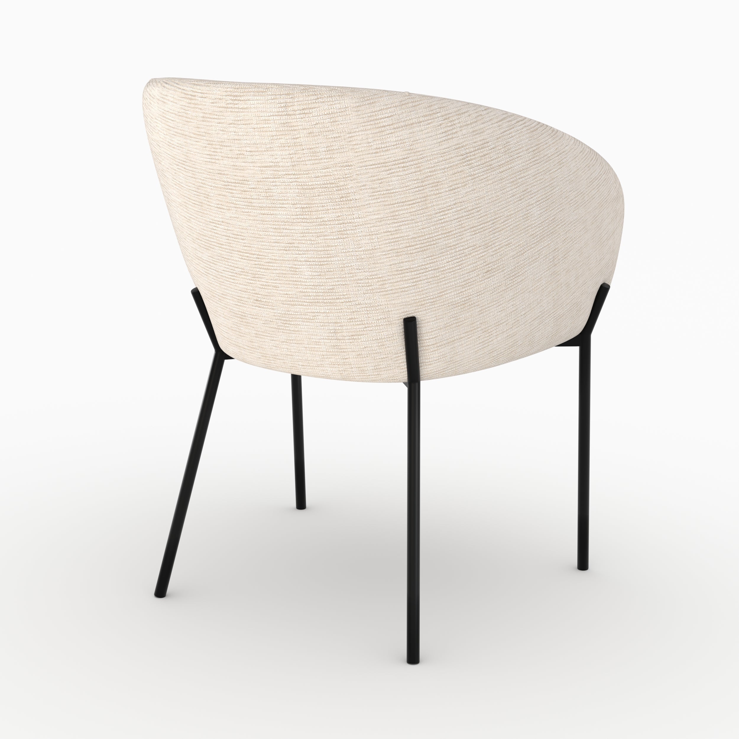 Andy - Chaise En Tissu Blanc Chiné Et Pieds En Métal Noir