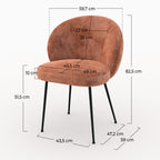 Bloomy - Chaise En Velours Chenillé Terracotta Et Métal Noir