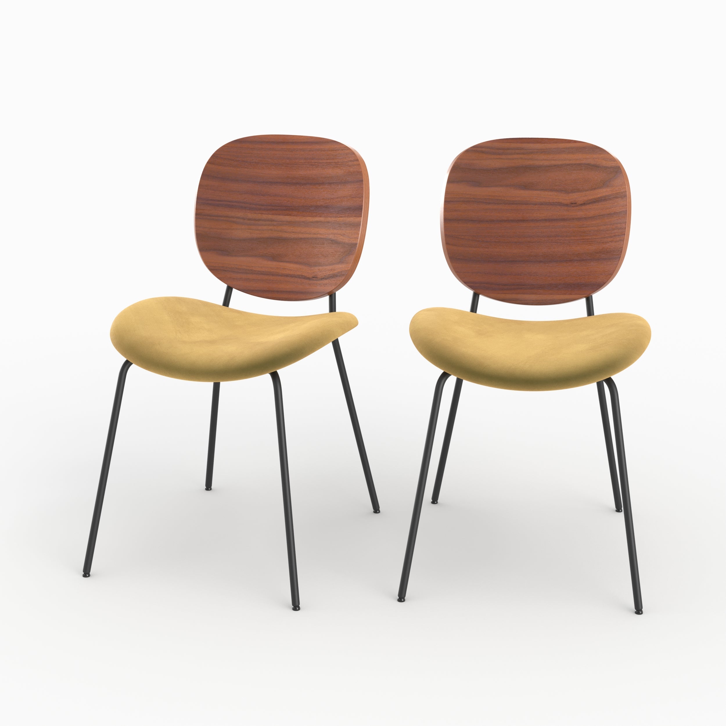 Simone - Lot De 2 Chaises En Velours Jaune Moutarde