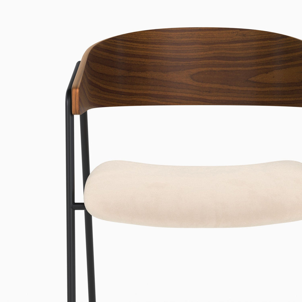 Esmée - Set of 2 Chairs in Off-White Velvet and Walnut Wood