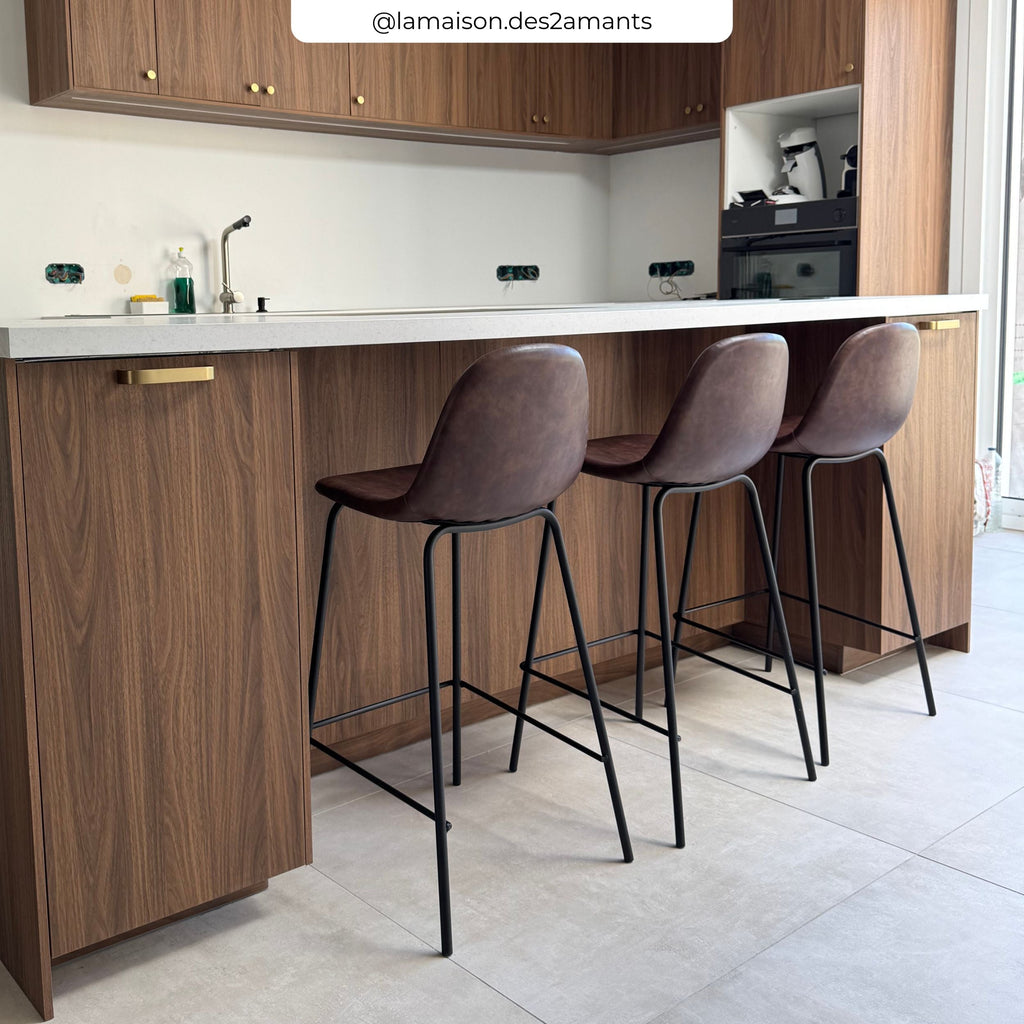 Henrik - Lot De 2 Chaises Pour Îlot Central En Cuir Synthétique Marron
