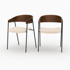 Esmée - Set of 2 Chairs in Off-White Velvet and Walnut Wood