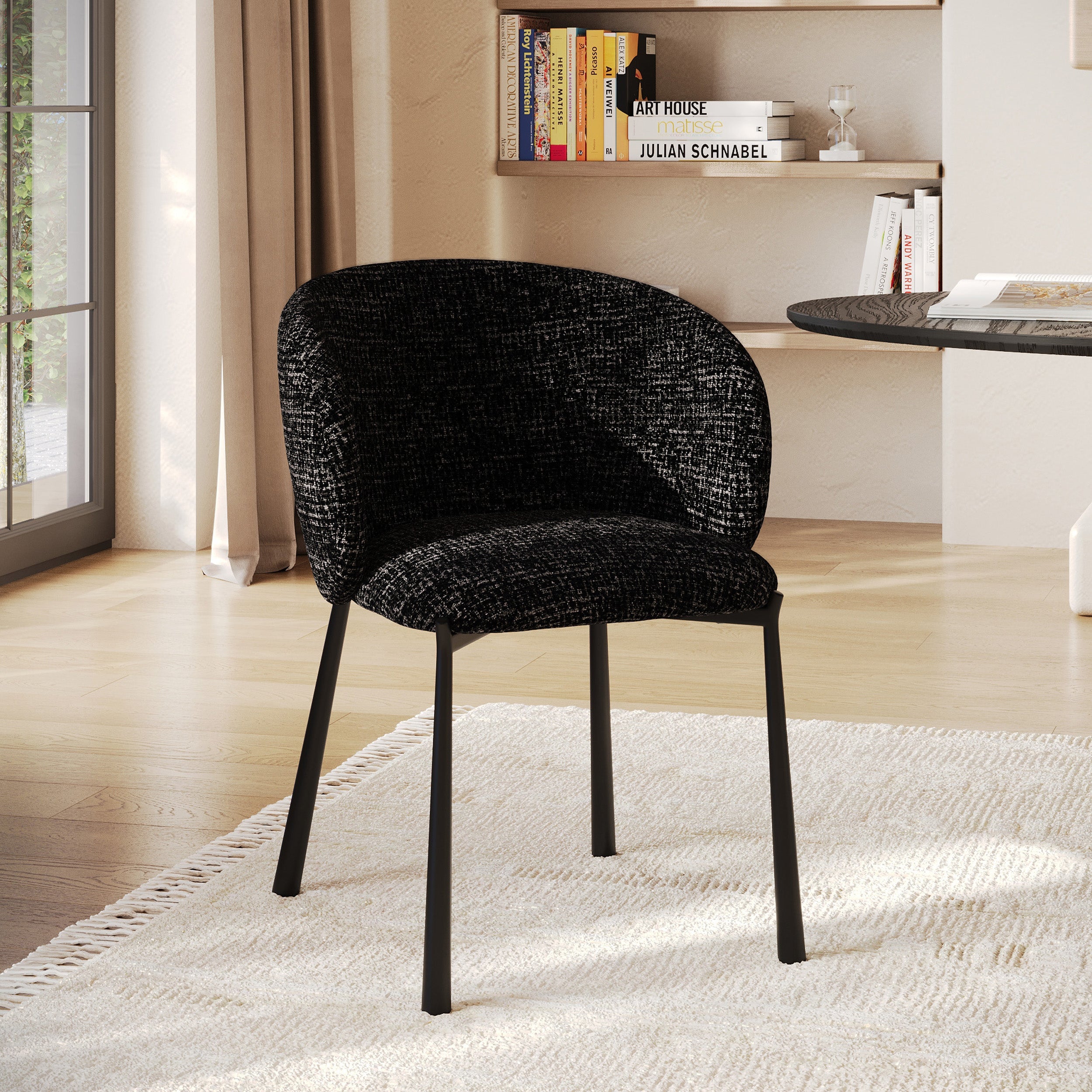 Danaë - Chaise En Tissu Texturé Noir