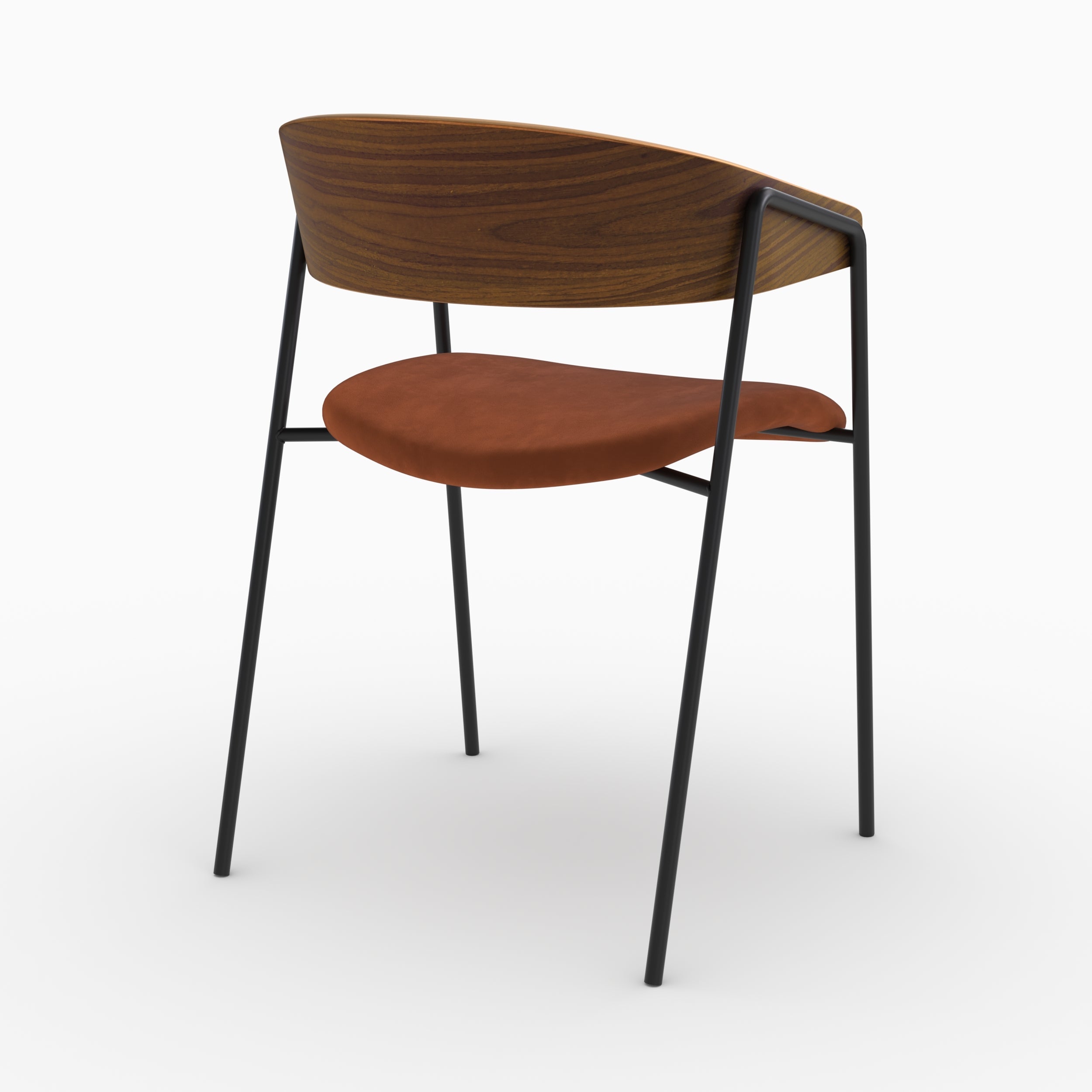 Esmée - Lot De 2 Chaises En Velours Terracotta Et Bois De Noyer