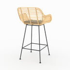 Pops - Lot De 2 Chaises Pour Îlot Central En Rotin Et Tissu Noir
