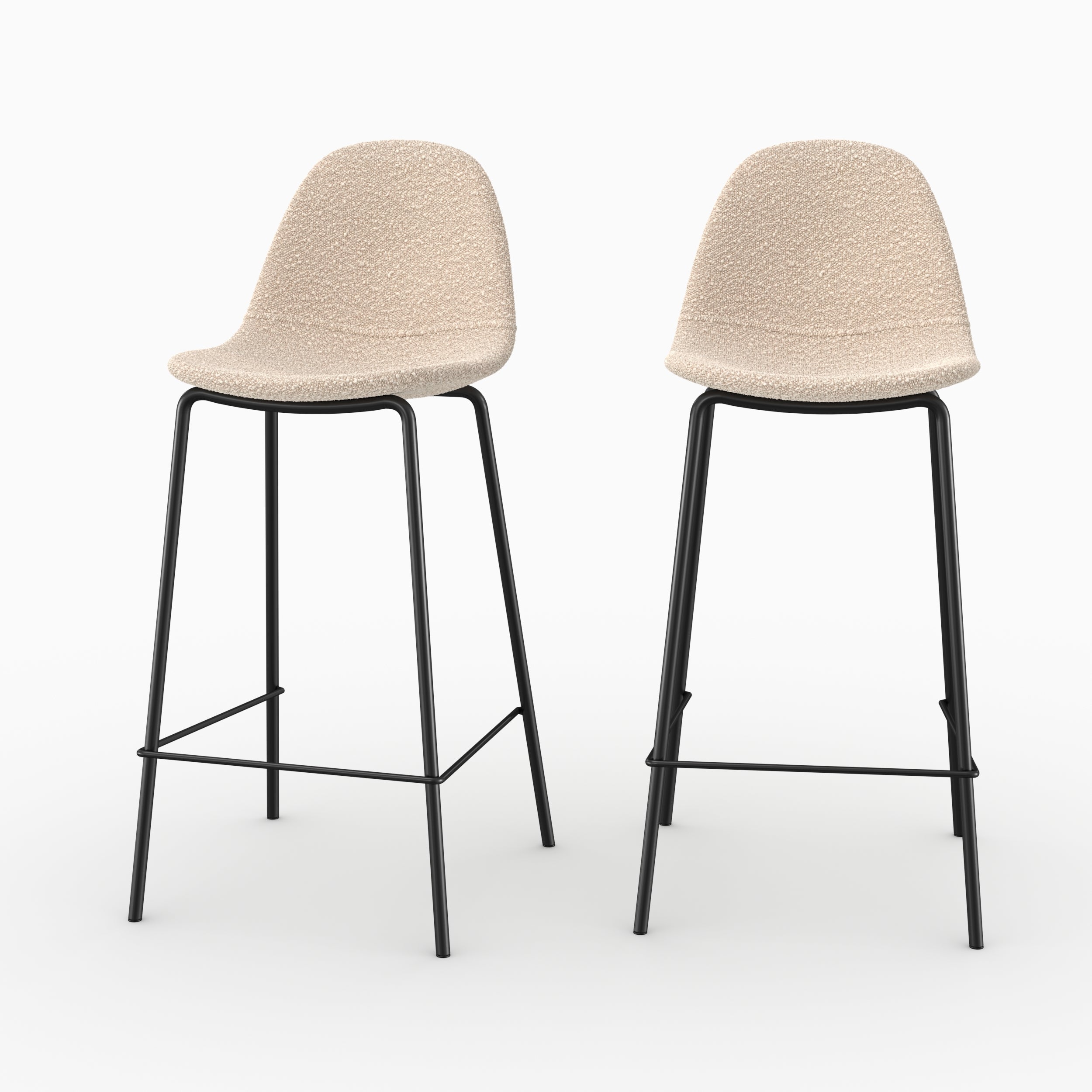 Henrik - Lot De 2 Chaises Pour Îlot Central En Tissu Bouclette Beige