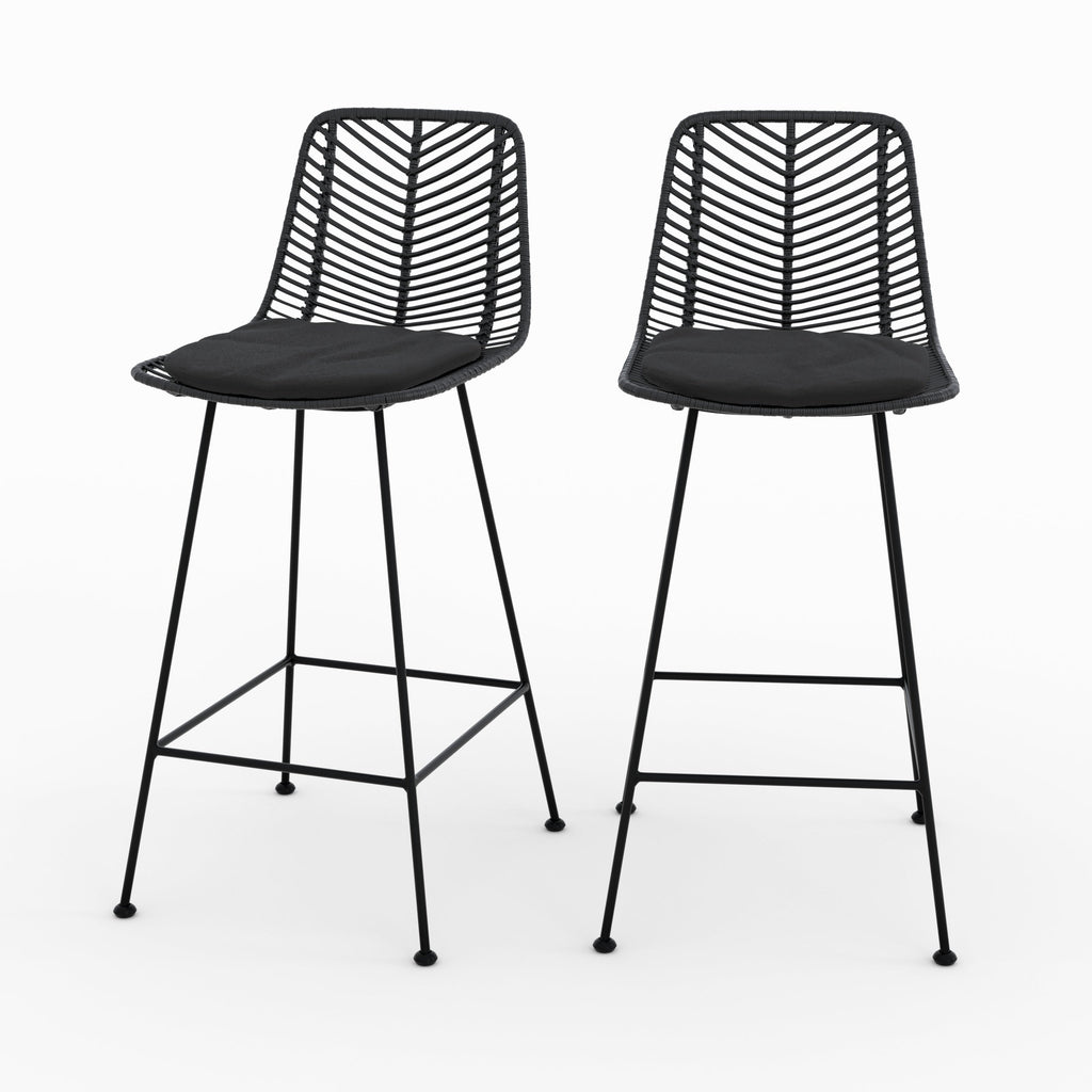 Tamara - Set of 2 Black Rattan Center Island Chairs
