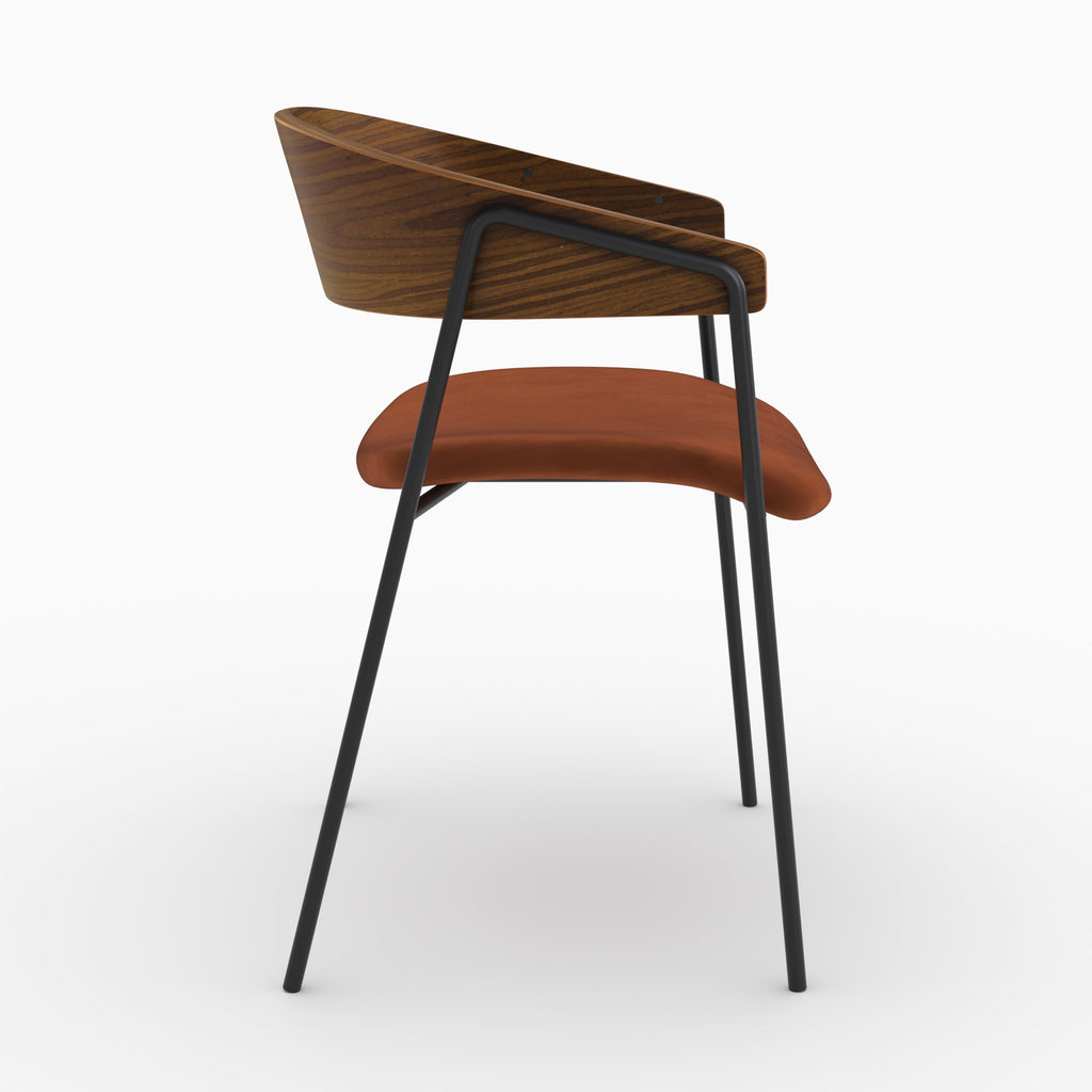 Esmée - Lot De 2 Chaises En Velours Terracotta Et Bois De Noyer