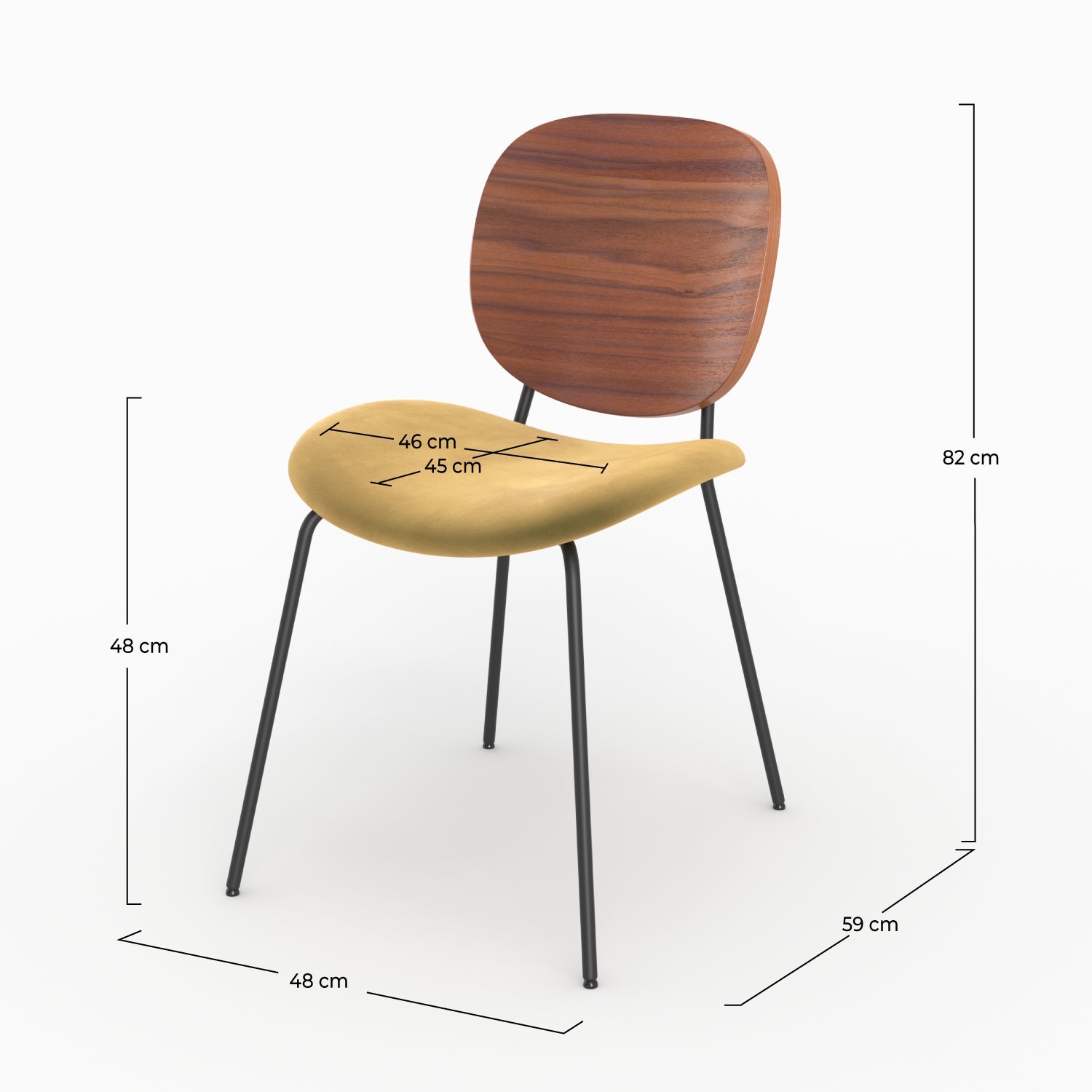 Simone - Lot De 2 Chaises En Velours Jaune Moutarde