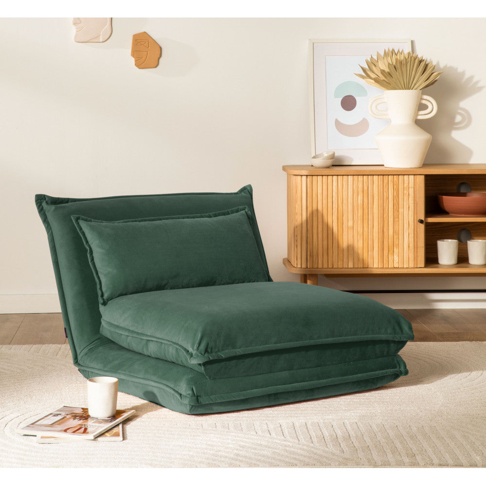 Nala - Poltrona Letto Singola - Velluto - Verde Bosco