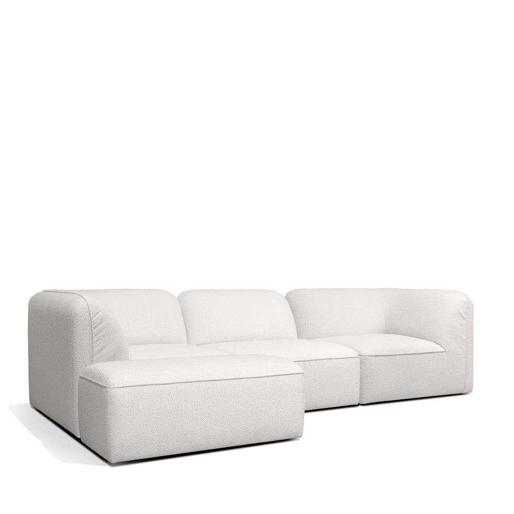 Noor - Chauffeuse Pour Canapé Modulable - Tissu Bouclette - Blanc Ivoire