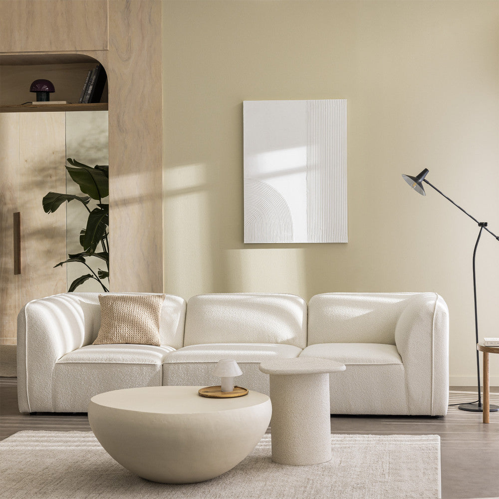 Noor - Chauffeuse Pour Canapé Modulable - Tissu Bouclette - Blanc Ivoire