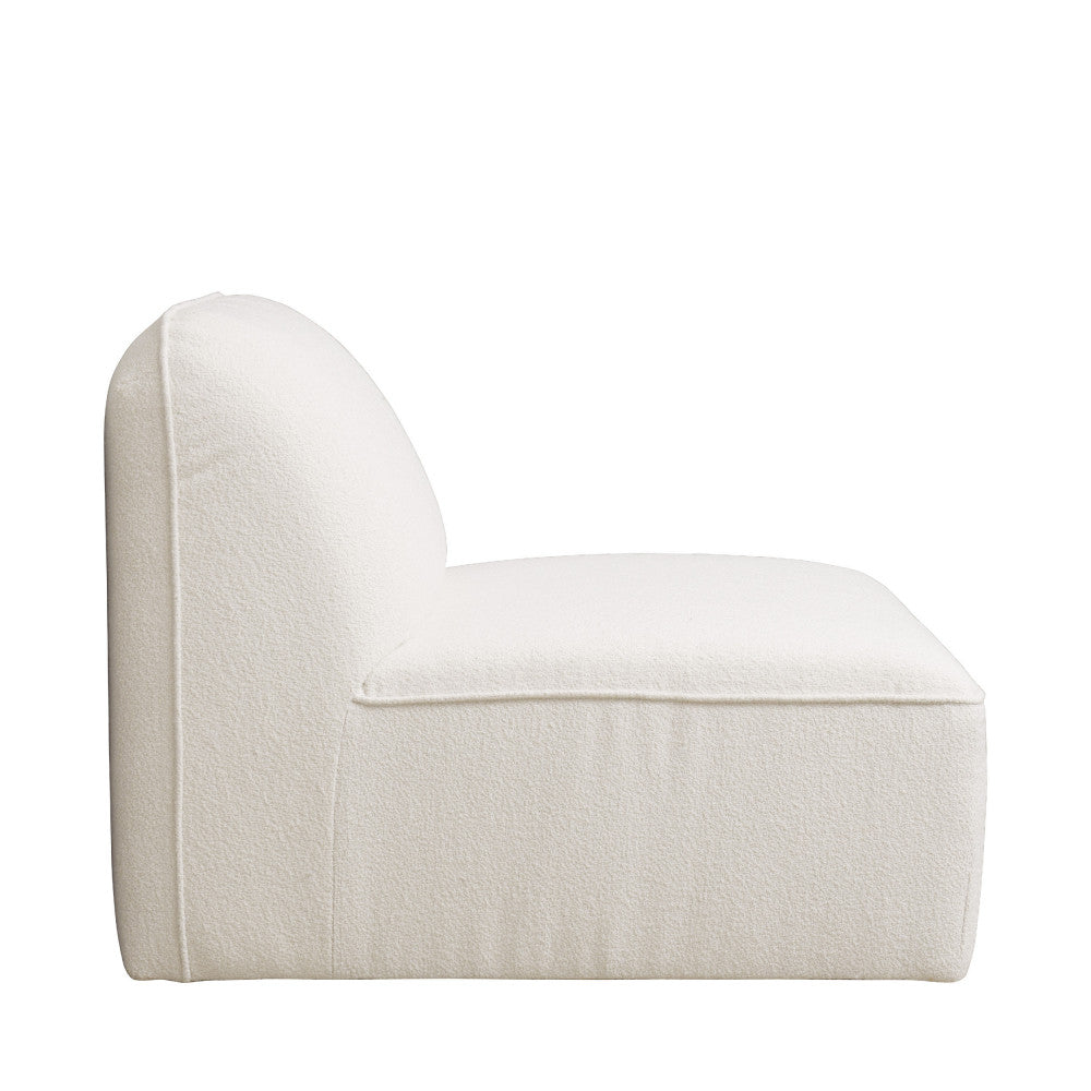 Noor - Chauffeuse Pour Canapé Modulable - Tissu Bouclette - Blanc Ivoire