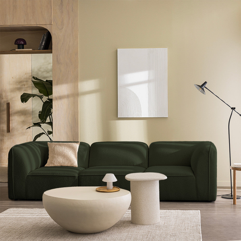 Noor - Módulo sin brazos para sofá modular - Tela bouclé - Verde caqui