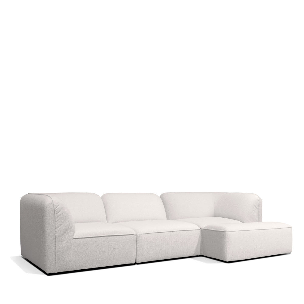 Noor - Chauffeuse Pour Canapé Modulable - Tissu Bouclette - Blanc Ivoire
