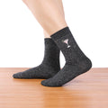 Silver black lurex knee high socks. Festive embroidered design on the side: cocktail glasses. 