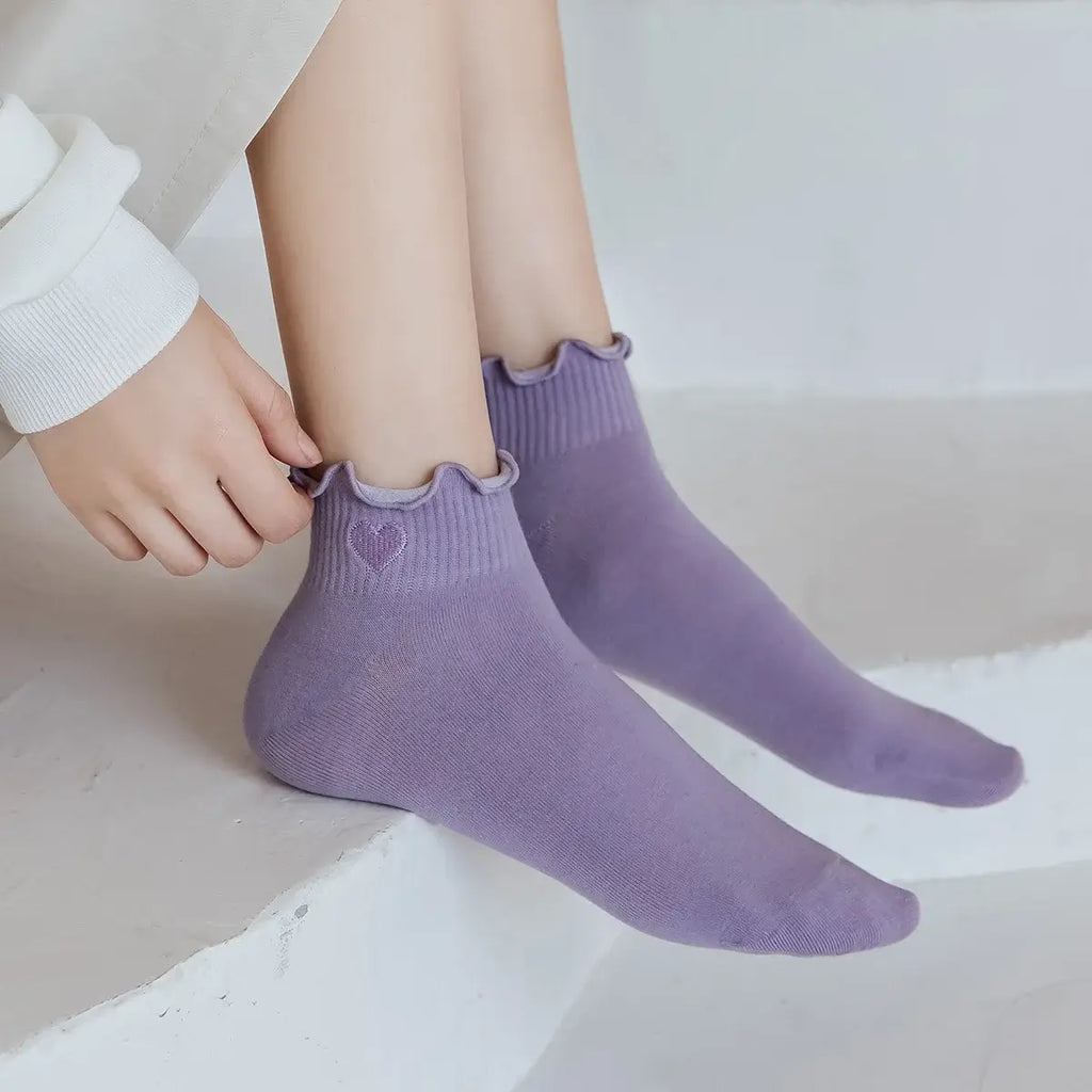 Chaussettes Mi-Hautes Coeur Tendre & Volant