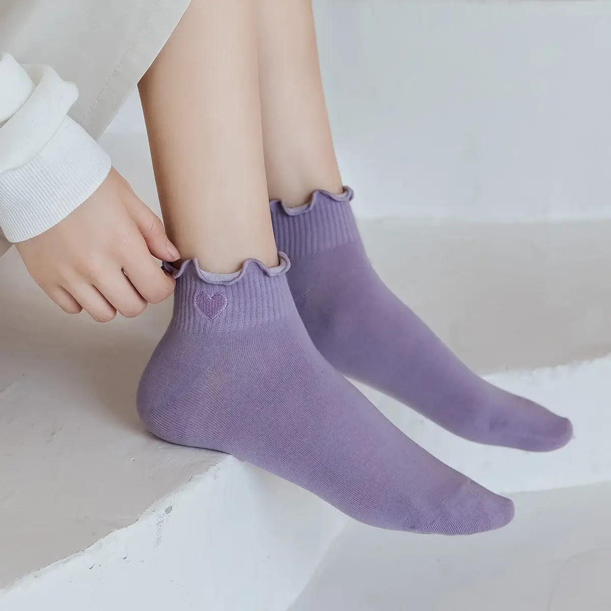 Chaussettes Mi-Hautes Coeur Tendre & Volant