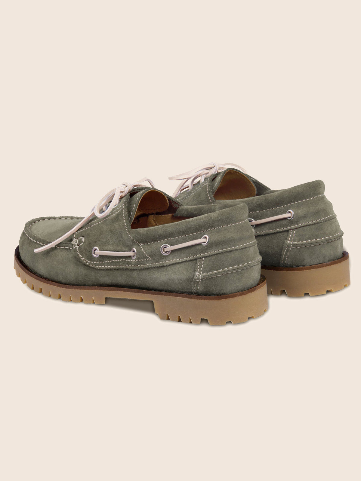 Chaussures Bateau Cranté Daim Kaki - Homme