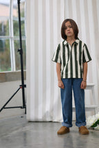 Chemise Carl Rayée - Enfant Garçon - Olive & White