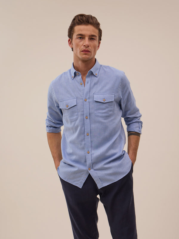 Camisa Achille - Lino Azul Cielo - Hombre